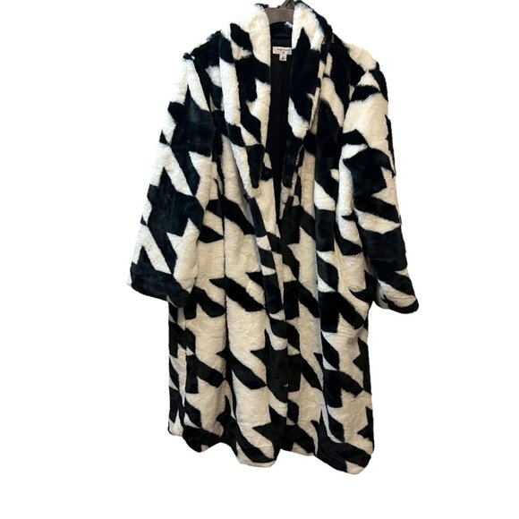 Sergio Hudson X Target Luxury Faux Fur Houndstooth‎ Plush Swing Coat Size 4X - Picture 6 of 12